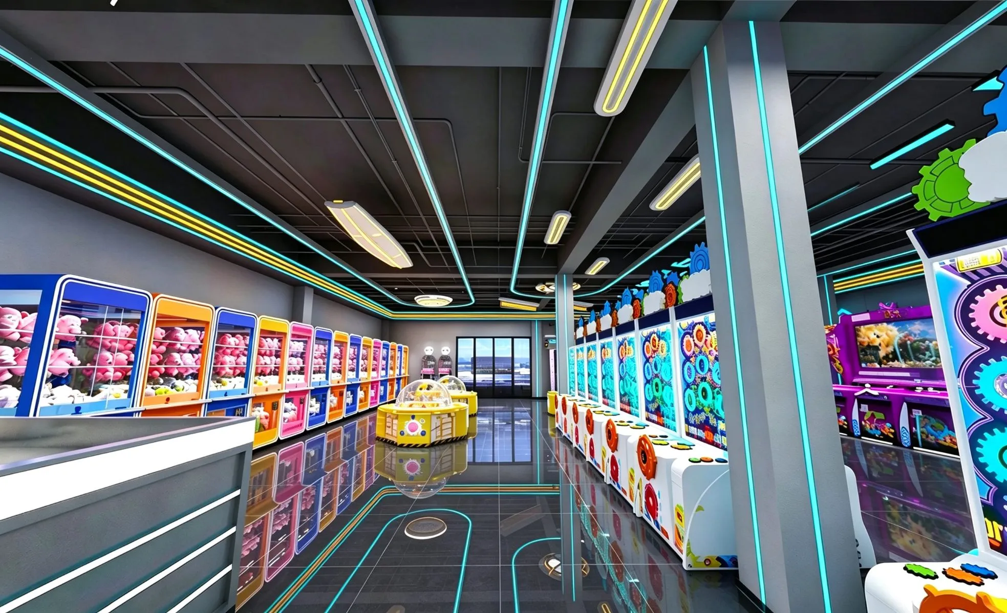 Arcade and FEC lighting: decorative LED venue lighting, view 4