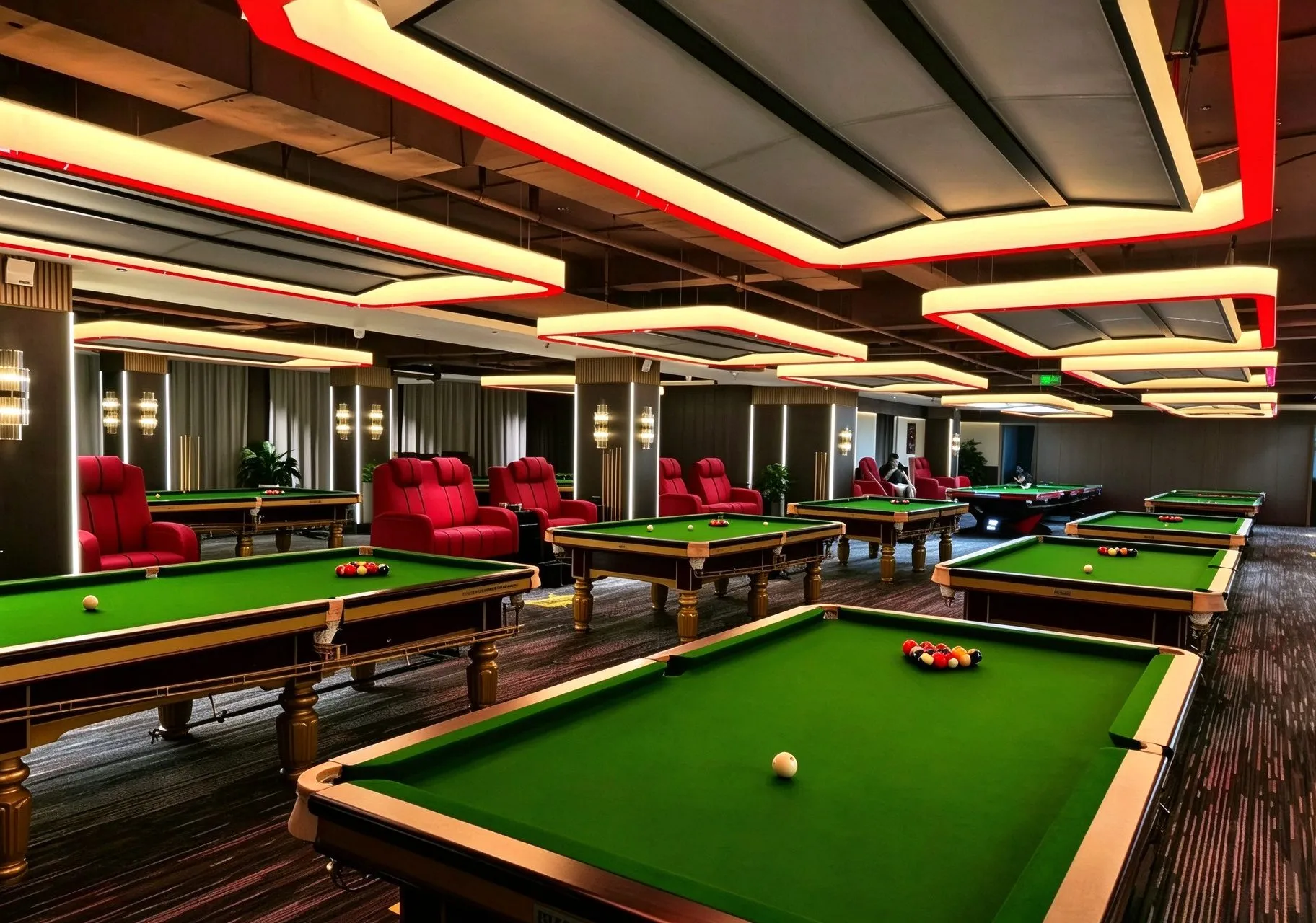 Billiard hall lighting: decorative LED venue lighting, view 6