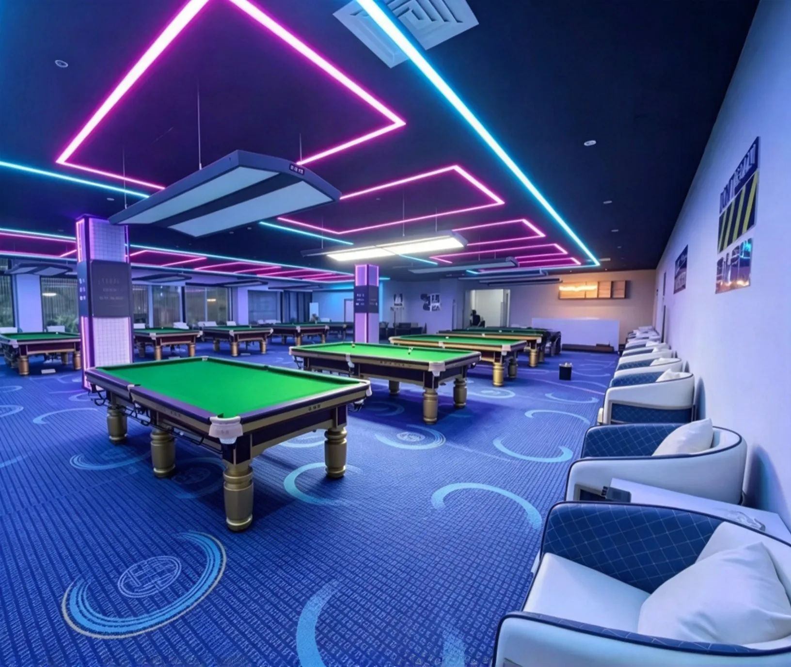 Billiard hall lighting: decorative LED venue lighting, view 7