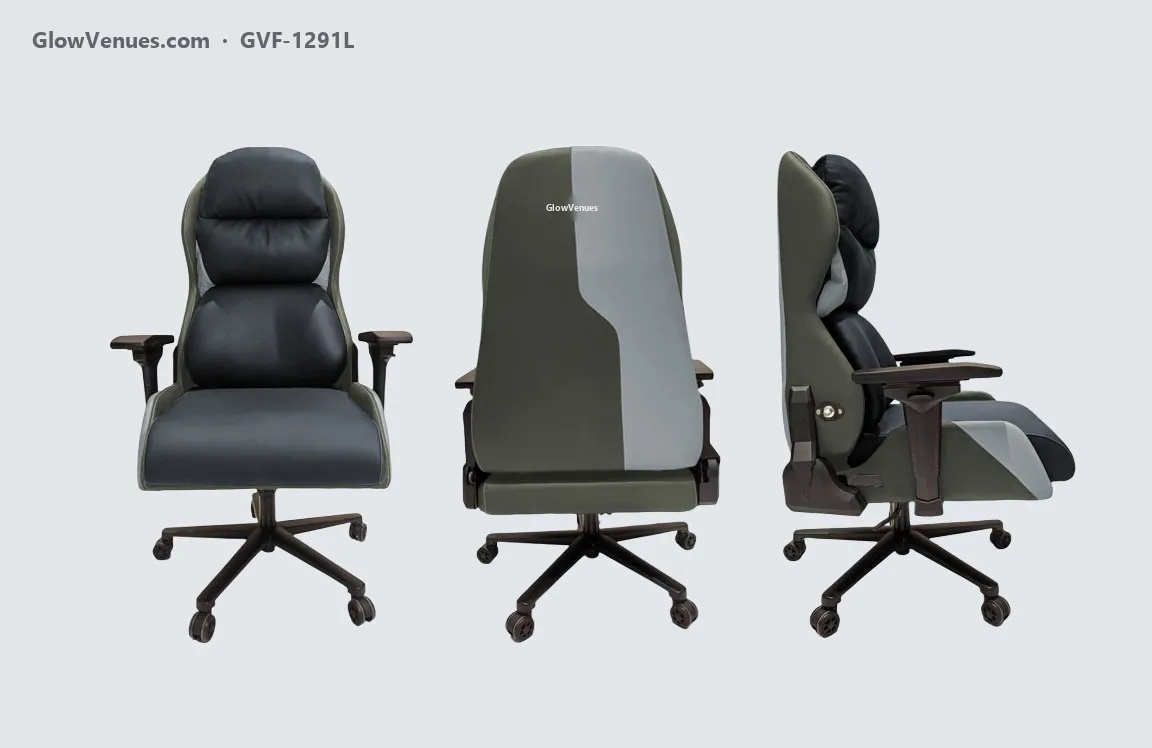 Swivel gaming chair with pneumatic lumbar support (GVF-1291L), color option 9
